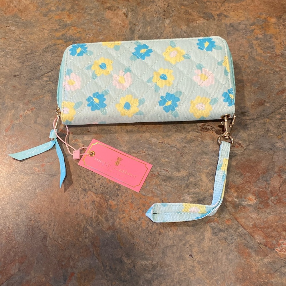 Simply Southern Blue Floral Women's Wallet/Wristlet NWT